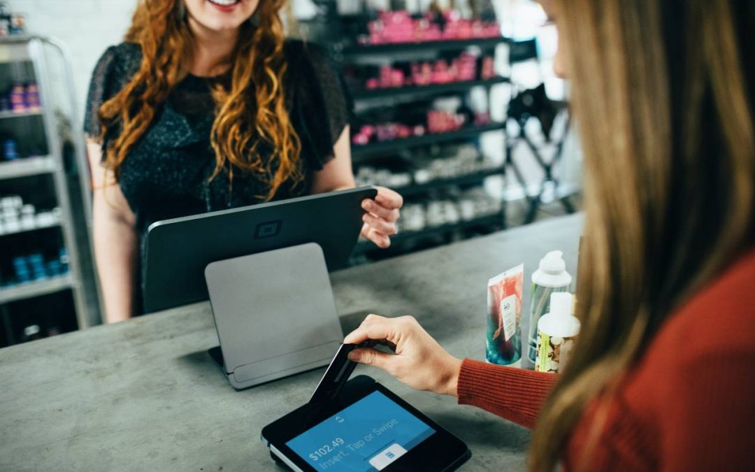 Lady using POS system